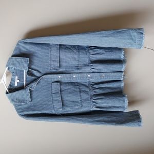 NWT WILLOW & CLAY Lightweight Denim Striped Jacket Blue White Small